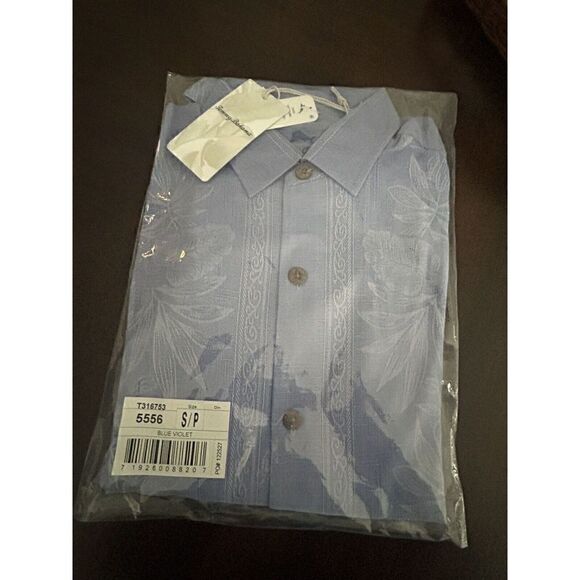 Tommy Bahama Silk Hawaiian Shirt Pacific Floral Blue Violet Men's Small T316753 - Picture 1 of 7